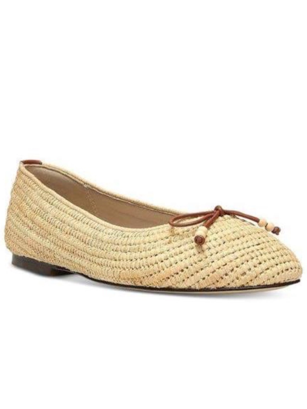 JOIE Womens Beige Woven Padded Beaded Ballet Flats in Natural - Size 8.5